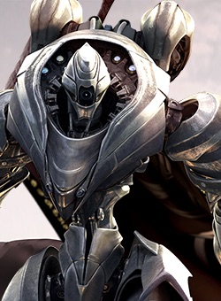 Official RF Online portrait artwork of an armored Accretia soldier.